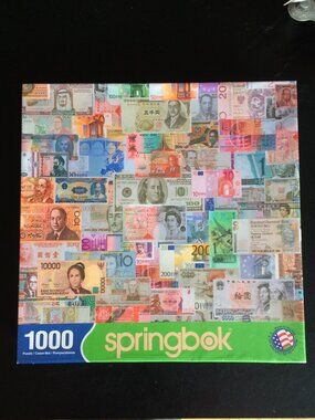 Springbook 1000 Pc Jigsaw Puzzle Color of Money World Currency Sealed 2014